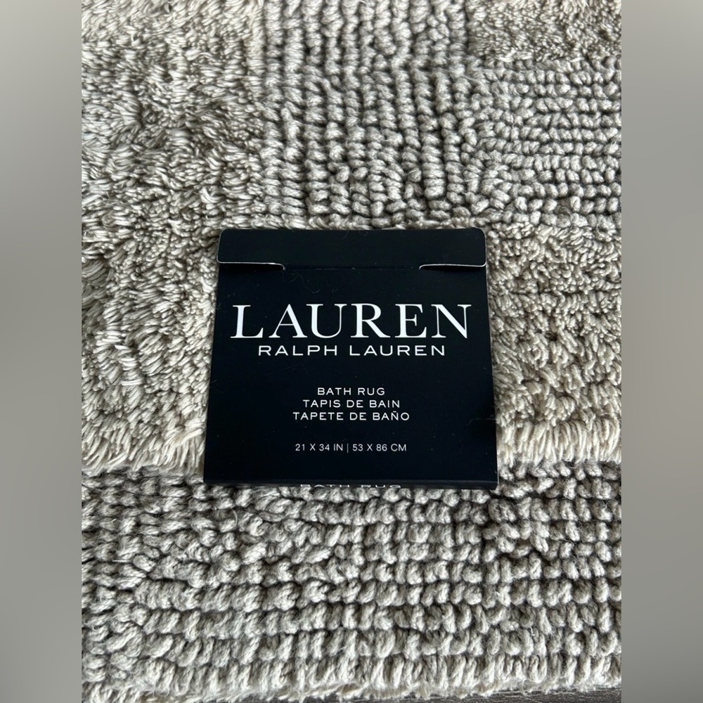 Gorgeous RALPH LAUREN Bath Rug Mat Reversible 100% COTTON Beige Tan - Picture 3 of 6
